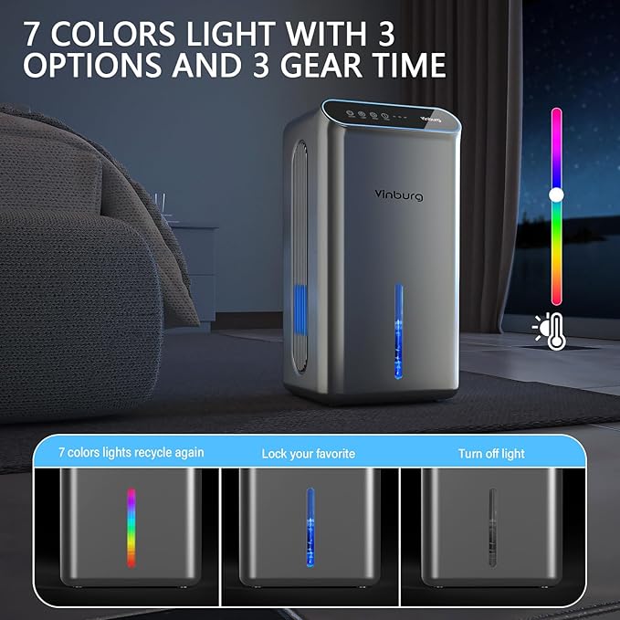 Dehumidifier for Basement (85 OZ, 800 sq ft) Quiet Dehumidifiers for Home, Auto Shut-Off, Sleep Mode, 3 Gear Timer(8H,16H,24H), Small Dehumidifier for Bedroom, Bathroom with Drain Hose(Milky Sliver)