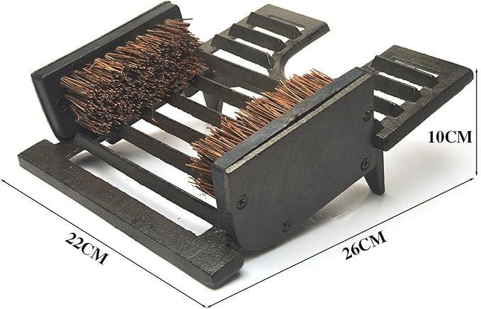 Cast Iron 3 in 1 Boot Brush Jack & Scraper – Heavy-Duty Outdoor Shoe Mud Cleaner for Work Hiking Cowboy Boots Silver