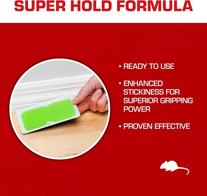 Tomcat Super Hold Glue Traps Mouse Size for Mice,Cockroaches,Spiders,and Scorpions,Ready-to-Use,4 Traps,(Pack of 12)