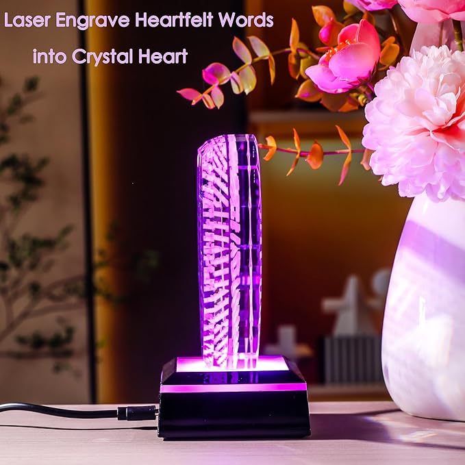 Girlfriend Gifts with Colorful LED Base Engraved to My Girlfriend Heart Crystal Keepsakes on Anniversary Birthday Valentine's Day Gifts for Girlfriend Romantic I Love You Gift for Her from Boyfriend