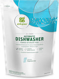 Grab Green Dishwasher Pods, 24 Count, Unscented, Plant & Mineral Based | Fragrance free; Plant & mineral based; Enzyme-powered; Velcro Closure; No Harsh Chemicals; Removes Grease and Stuck on Food