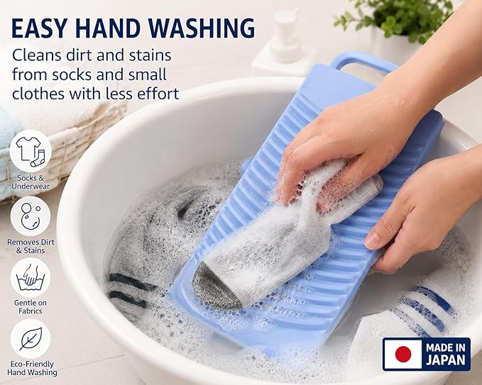 Japanese Plastic Washboard, 10 Pack Made in Japan Laundry Wash Boards for Hand Washing Clothes, Portable Scrub Board for Socks, Underwear, Baby Clothes, Travel, Camping & RV Laundry