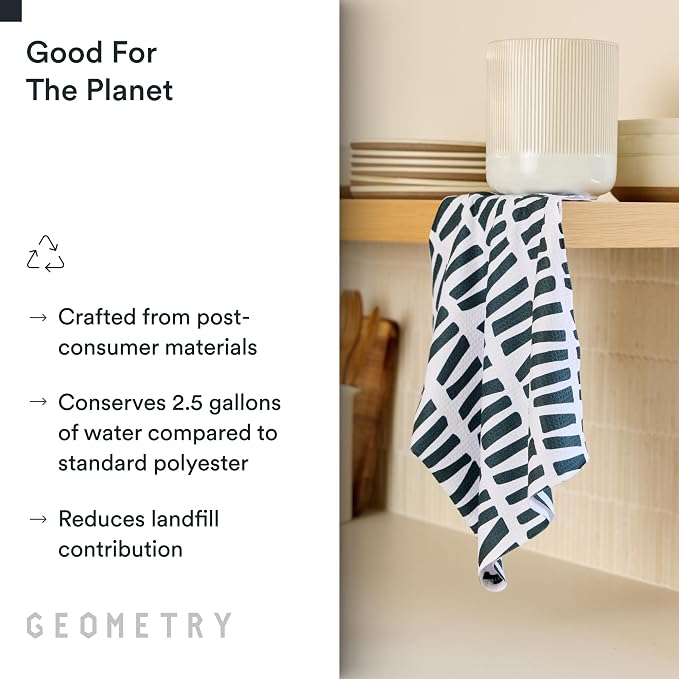 GEOMETRY Kitchen Tea Towels - Quick Dry Microfiber Dish Towels for Kitchen Linework, 18" x 30" 2 Pack