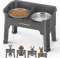 URPOWER Mess Proof Elevated Dog Bowls, Splash Guard Raised Bowl Stand | 4 Adjustable Heights, 2 Stainless Steel Bowls, Food & Water Separation, Non-Slip Base, Foldable Design for Small Dogs