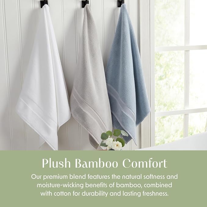 Luxury Bamboo Rayon Oversized Bath Towel Set | 2-Pack | Ultra Soft | Grey | 35% Bamboo Rayon - 65% Zero Twist Cotton | Absorbent Quick-Dry Towels for Bathroom | Ultra Soft | OEKO-TEX Standard 100