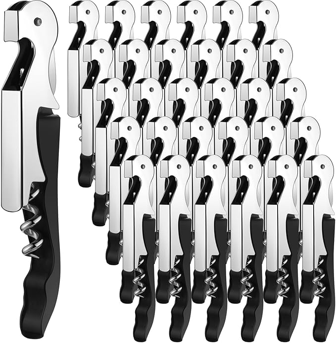 Honoson 30 Pcs Wine Keys for Severs Opener Travel Corkscrew Wine Bottle Opener Waiter Beer Bartender for Wedding Home Office Kitchen Restaurant Bar Applications (Black)