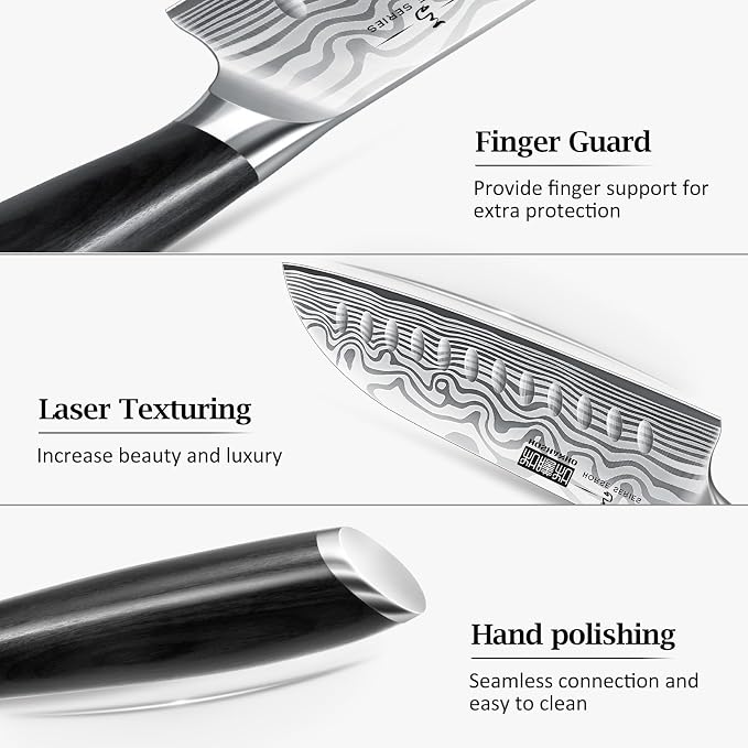 HOSHANHO 7" Santoku Knife, Japanese High Carbon Powder Steel Kitchen Knife | Ultra Sharp Chefs Knife for Meat/Vegetables, Kitchen Santoku Knives with Ergonomic Pakkawood Handle, Ideal for Slicing