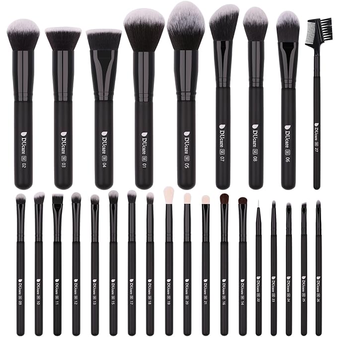 DUcare Professional Makeup Brushes Set 27Pcs | Makeup Brush Set Premium Synthetic Kabuki Foundation Blending Face Powder Blush Concealers Eye Shadows Brushes