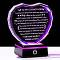 Arikyrist Godmother Gifts from Godchild with Colorful Light Base, Birthday Gift for Godmother Crystal Heart Keepsake, To My Godmothers Gifts from Goddaughter Godson on Mothers Day Christmas