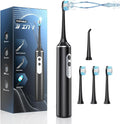 UNINGOPI 2-in-1 Electric Toothbrush with Water Flosser, Brush & Floss Combo | 3 Modes, 3 Brush Heads, Jet Tip, IPX7 Waterproof, Portable Oral Irrigator for Travel, Black