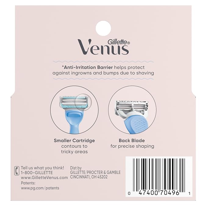 Gillette Venus Intimate Grooming Womens Razor Blade Refills with Bikini Trimmer, 4 Count (Pack of 1)