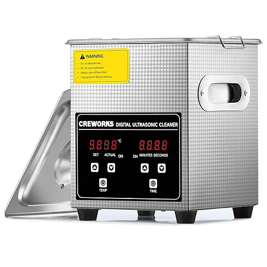 CREWORKS Professional Jewelry Cleaning Machine, 2L Jewelry Cleaning Ultrasonic Machine with Heater & Timer, Digital Sonic Cleaning Machine for Cleaning Denture Dental Irrigator Parts Retainer Glasses