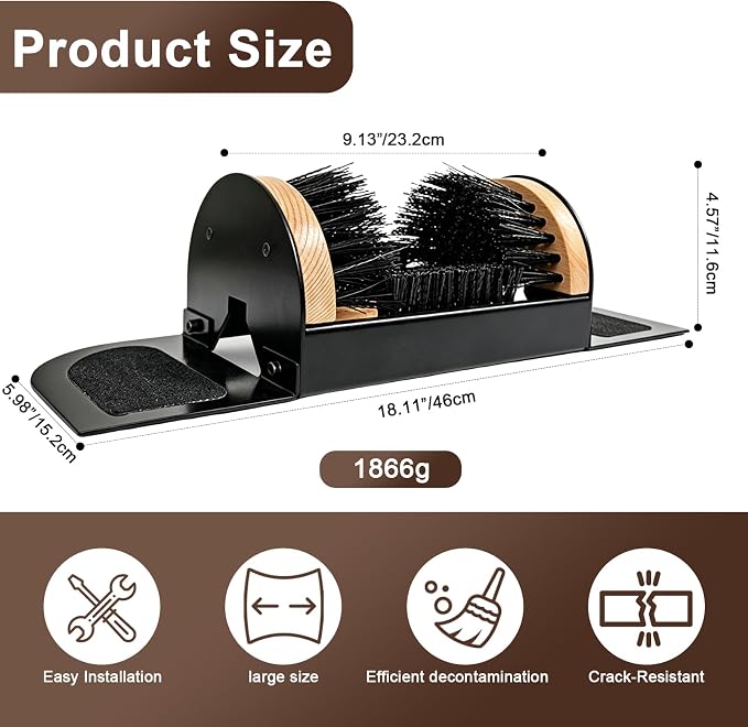 MAXIMILIAN Boot Scraper Outdoor Shoe Brush with Flaps Boot Scrubber Cleaning Heavy-Duty Shoe Cleaner Footwear Cleaning Tool for Mud,Dirt,Snow