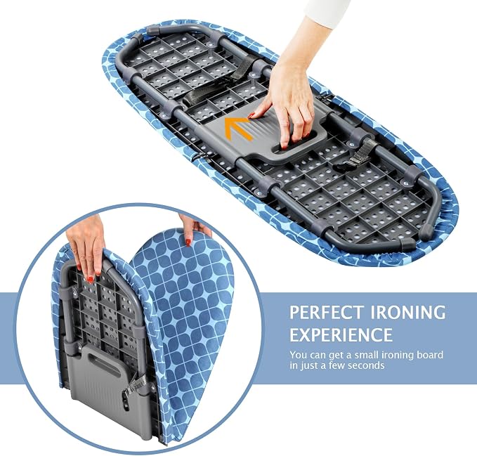 SheeChung Small Ironing Board 12"x32",Foldable Tabletop Ironing Board | Cotton Cover and Heat Resistant Pad,Portable, Non-Slip Feet,Compact,Space Saving,Fits for Home Laundry Sewing Room Dorm