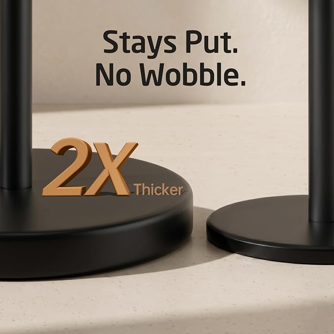 KES Black Toilet Paper Holder Stand with Weighted Base, 26" H (Taller Version) Free Standing Toilet Paper Roll Holder for Bathroom, Rustproof, BPH283S66-BK