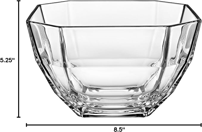 Barski - European Glass - Deep -Octagon Serving Bowl - Salad bowl - Mixing Bowl - 8.5" D - 110 oz. - Made in Europe