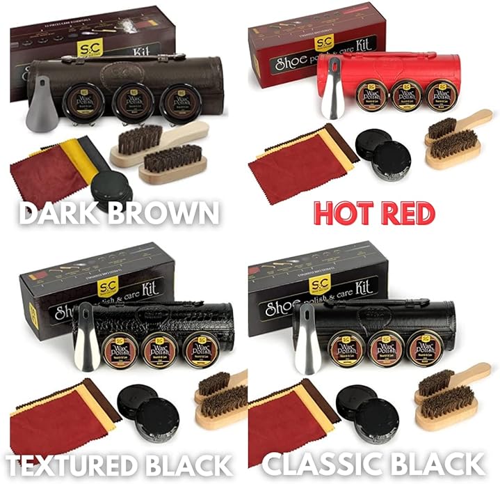 Stone and Clark Leather Shoe Shine Kit - 13 PCS Shoe Polish Kit for Complete Leather Boot Care, Compact & Travel Friendly