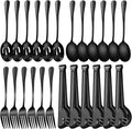 Serving Utensils Set, 24-Piece Large Stainless Steel Serving Spoons and Forks for BBQ, Buffets, Catering, Parties, Weddings, Restaurants - Black