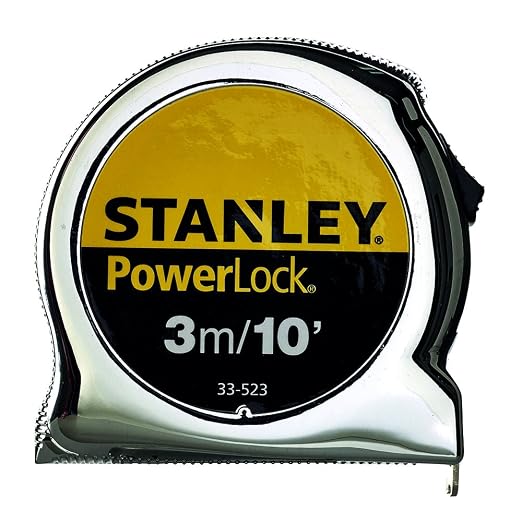 Stanley STA033523 Micro Powerlock Classic Tape, Dual Scale, 3m Length x 19mm Width
