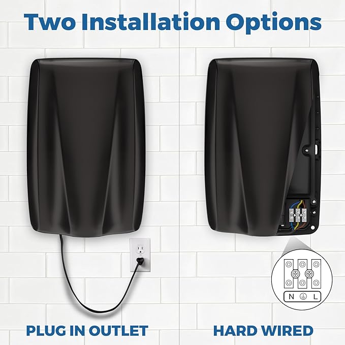stardrix UL Approved Stainless Steel Bathroom Hand Dryer with HEPA Filter, Heavy Duty Automatic Electric High Speed Hand Dryer for Commercial Restroom, Matte Black