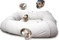 XxingSheep 4 Ways Shuttled XL Cat Tunnel Bed for Indoor Cats Peekaboo Cat Cave Donut with Cool Mat