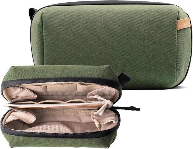 PGYTECH Travel Tech Organizer, Waterproof Tech Bag, Electronics Accessories Organizer Travel Carrying Case, Organizer Bag for Cord, Phone Batteries, Charger,Photography SD Card, Green