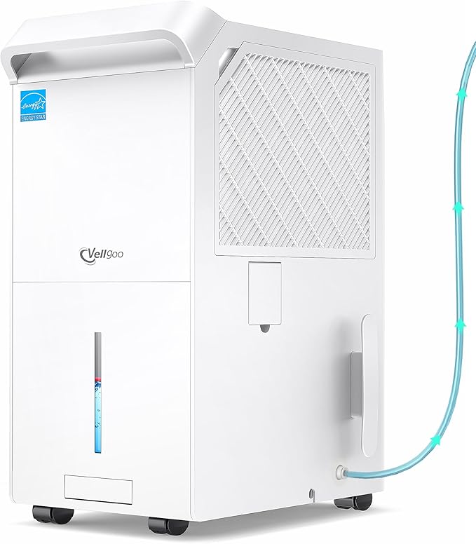 6,000 Sq.Ft Most Efficient Energy Star 2025 Dehumidifier with Pump,Vellgoo Max 140 Pint/D Smart Compressor Dehumidifier for Basement with Drain Hose, for Home,Large Rooms