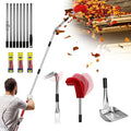 13ft Gutter Cleaning Tools From the Ground, No Ladder Needed, 3-in-1 Gutter Cleaner Pole with Replaceable Brush Rake Scoop, 180° Adjustable Angle for Leaves & Debris Cleaning with Grip Tapes, Red