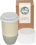 NOVA CERAMICS Travel Mug - Ceramic Coffee Mug With Lid – Microwave & Dishwasher Safe Coffee White & Grey Tumbler - Gifts For Women Men Him Her – 16oz – Mist