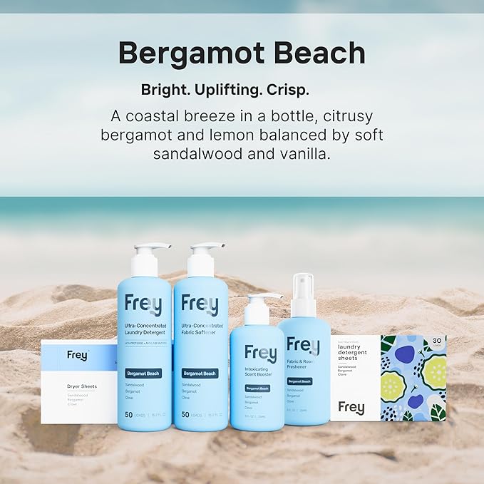 FREY Natural Liquid Fabric Softener and Conditioner | HE Laundry Softener for All Machines | Plant-Powered Eco Friendly Formula | 1-Pack, Bergamot Beach