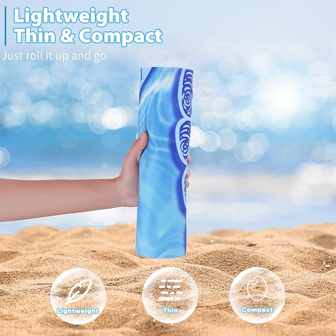 TwoYek Microfiber Beach Towel Extra Large 71x32 inches Blue Turtle Print | Thin & Lightweight, Oversized Sand Free Quick Dry Towels for Travel Pool Camping Sports Accessories Vacation Essentials Gift