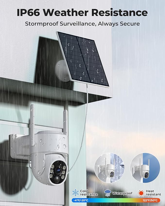 Vivideye 4MP Solar Security Cameras Wireless Outdoor, WiFi Security Camera Outside with Color Night Vision, Solar & Battery Powered 2.4G&5G Camera for Home Security,Compatible Home Hub Only