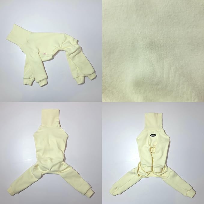 D Doggy Star Italian Greyhound Clothes, Brushed Fleece Turtleneck All in One, Stretchy and Cozy (S,Brshd FLC Cream)