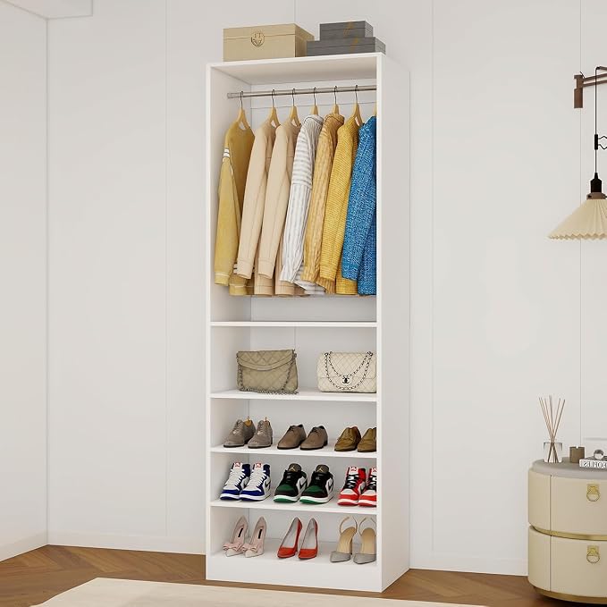 vomavex Closet System with Shoe Rack and Hanging Space, 2FT Closet Organizer System, Walk in Closet Organizer, Small Closet System(VO-010)