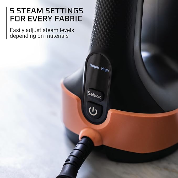 Rowenta Pure Force 3-in-1 Steamer Iron for Clothes XL Soleplate DR8855 | 40% larger soleplate, 300% more steam, 5 settings, Reversible pad system, 7.1 oz tank, 12 min autonomy, Auto-off