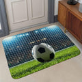 Front Door Mat Indoor Outdoor 19.7"x31.5", Football Absorbent Non Slip Welcome Mat, Soccer Ball Sports Net Mesh Evening Match Low Profile Entryway Rug for Front Entrance Porch Back Door Patio
