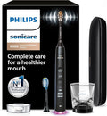 Philips Sonicare DiamondClean Smart 9300 Electric Toothbrush - Sonic Toothbrush with App, Pressure Sensor, 12 Brushing Settings, Replacement Reminder, Travel Case, Black, Model HX9903/15