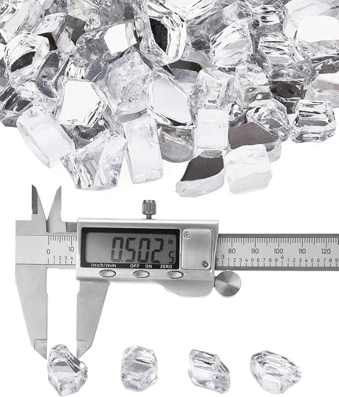 NUPICK 20 Pound Fire Glass, 1/2 Inch Reflective Fire Pit Glass | Tempered Fire Pit Rocks for Propane or Natural Gas, Glass Rocks for Fire Pit Table, Fireplace, Fire Bowl, Landscaping, Clear