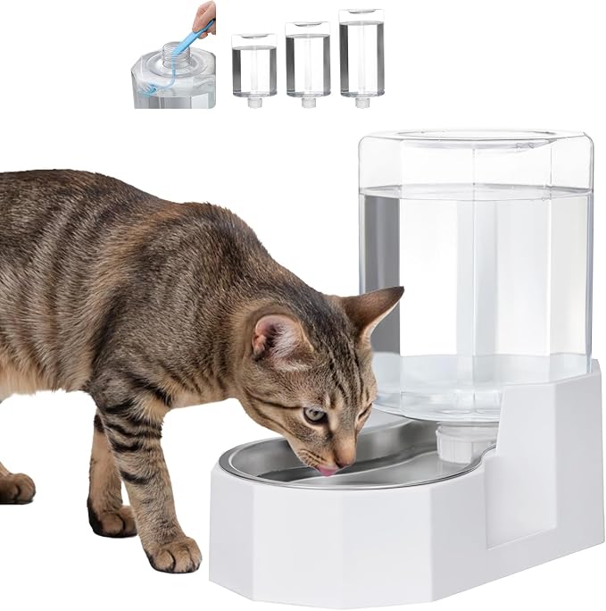 Sfozstra 4L Stainless Steel Gravity Water Dispenser:Cat Bowl | Stainless Steel, for Dogs & Cats, Bedroom Kitchen Corner Crate Area, No Electricity Required, Easy to clean