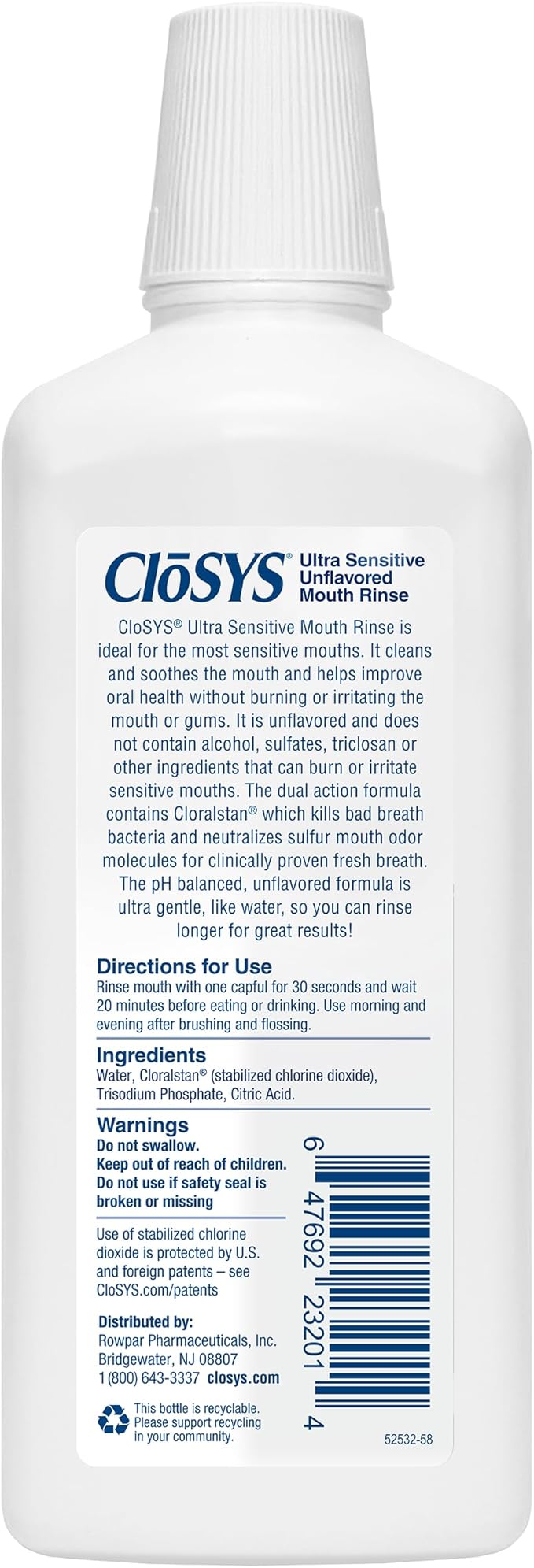 CloSYS Ultra Sensitive Mouthwash, 32 Oz, Pack of 3, Alcohol Free Mouthwash, Unflavored Mouth Wash, Dye Free, pH Balanced, Helps Soothe Entire Mouth