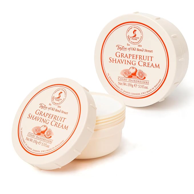Taylor of Old Bond Street Grapefuit Fragrance Shaving Cream Bowl 150g (2-Pack) – Rich Lather for Traditional Shaving