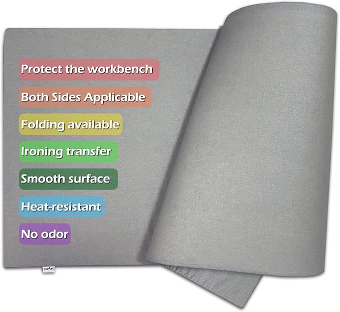 ReArt Ironing Board Cover Table Mat Heat Pressing Mat Pad 22" x 60" - Appliable for Heat Pressing Machine and HTV and Iron On Projects