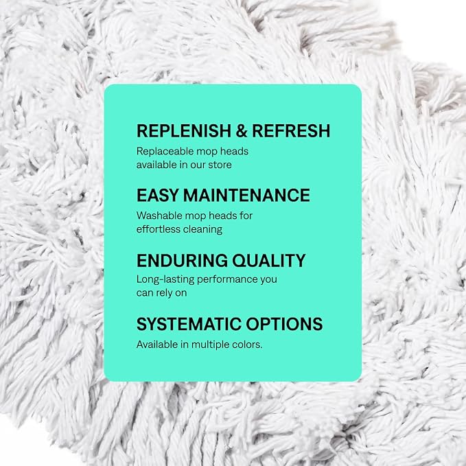Commercial Dust Mop & Floor Sweeper, 48 in. Dust Mop for Hardwood Floors, Cotton Mop Head, Wooden Broom Handle, Industrial Dry Mop for Floor Cleaning & Janitorial Supplies