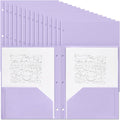 Yeaqee 50 Pcs Plastic Folders with Pockets Bulk 3 Hole Punched 2 Pocket File Folders for 3 Ring Binder Divider Folder for Notebooks, Durable Poly for Office Home (Light Purple)