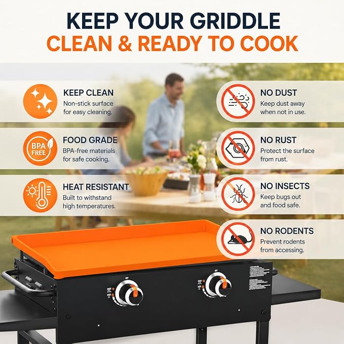 Silicone Griddle Mat with Silicone Tool Mat for Cuisinart CGG-0036 2021-Present, Griddle Accessories Set for Flat Top Grill | Protect your griddle from dust and rust with a food-grade silicone mat and tool mat set.