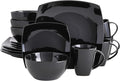Gibson Elite Soho Lounge Square Reactive Glaze Stoneware Dinnerware Set, Service for 4 (16pc), Black