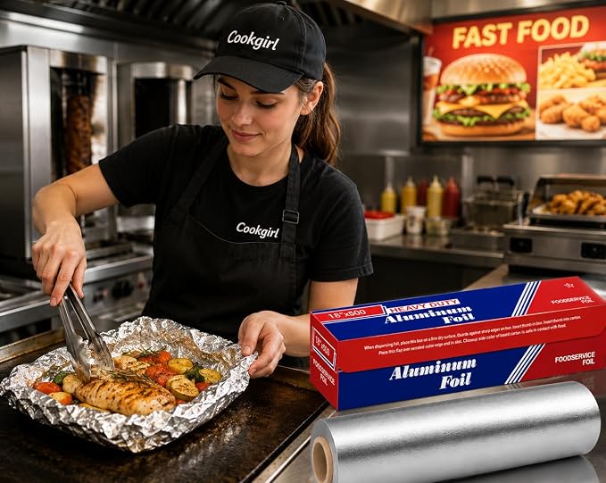 Aluminum Foil Roll 18"x 500 feet (1 Pack) - Aluminum Foil Heavy-Duty, Commercial Grade for Food Service Industry - Silver Foil for Cooking & Roasting