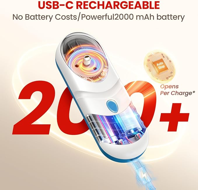 One Touch Electric Can Opener Automatic Can Opener for Seniors, Rechargeable Smooth Edge Can Opener with Magnetic Cover Catch, Food Safe Kitchen Gadget for Arthritis Hands