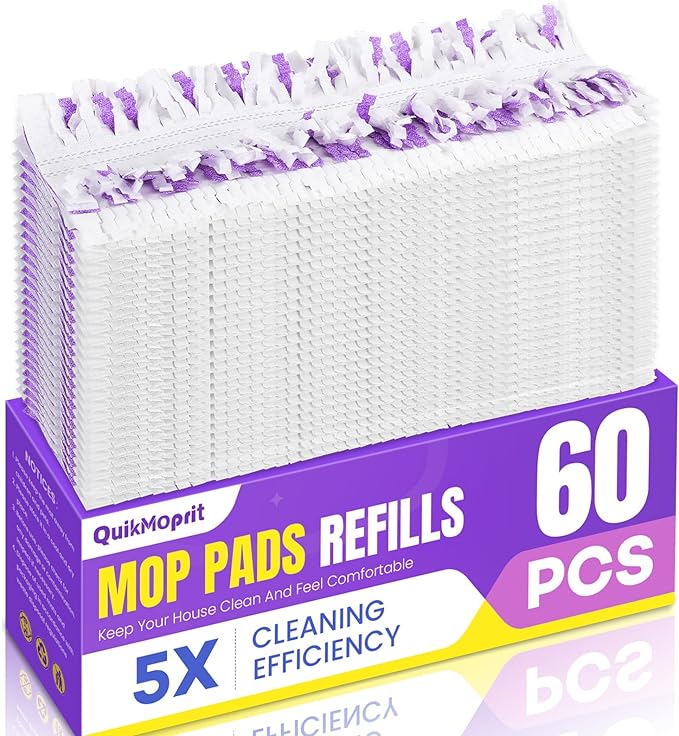 60 Pcs Power Mop Pads for Swiffer PowerMop 500+ Strips Multi-Surface Refill Pad Disposable Spray Mopping Pads Head Refills for Floor Cleaning (Quick-Absorb, No Residue & Disposable)