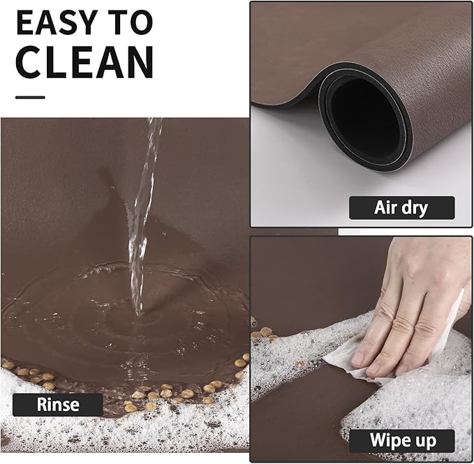 HotLive Dog Food Mat - Absorbent Cat Mat for Food and Water, No Stains Pet Feeding Bowl Mat, Easy to Clean Pet Placemats, Quick Dry Dog Water Dispenser Mat for Messy Drinkers | Brown 12"x 19"